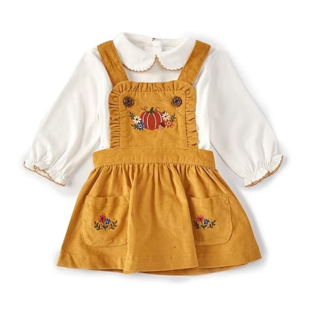 Pumpkin Embroidery Corduroy Jumper